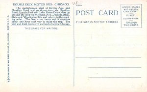 Chicago Illinois Double Deck Motor Bus Sight Seeing Vintage Postcard AA4999