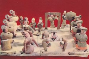 Chinese Acrobats Musicians Pottery Sculpture Western Han Dynasty Postcard