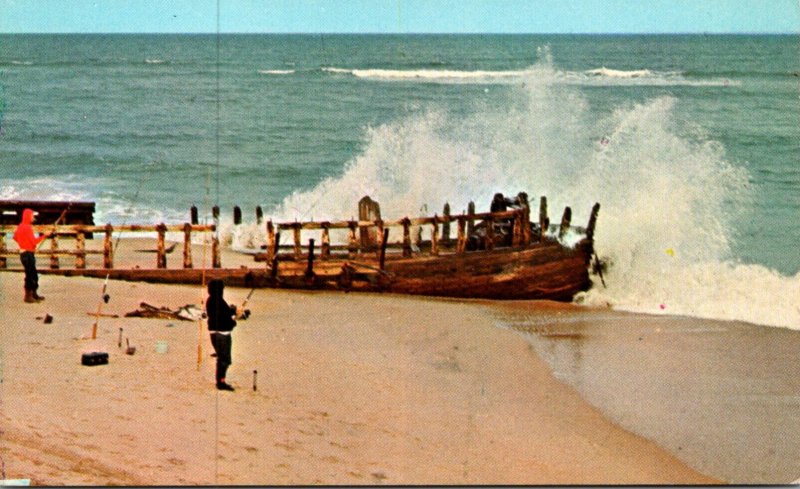 North Carolina Outer Banks Wreck Of Two Masted Scooner Altoona and Surf Fishing