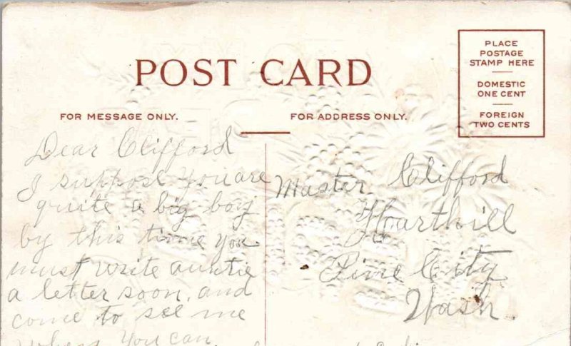 Loving Wishes to My Dear Nephew - Embossed - c1908