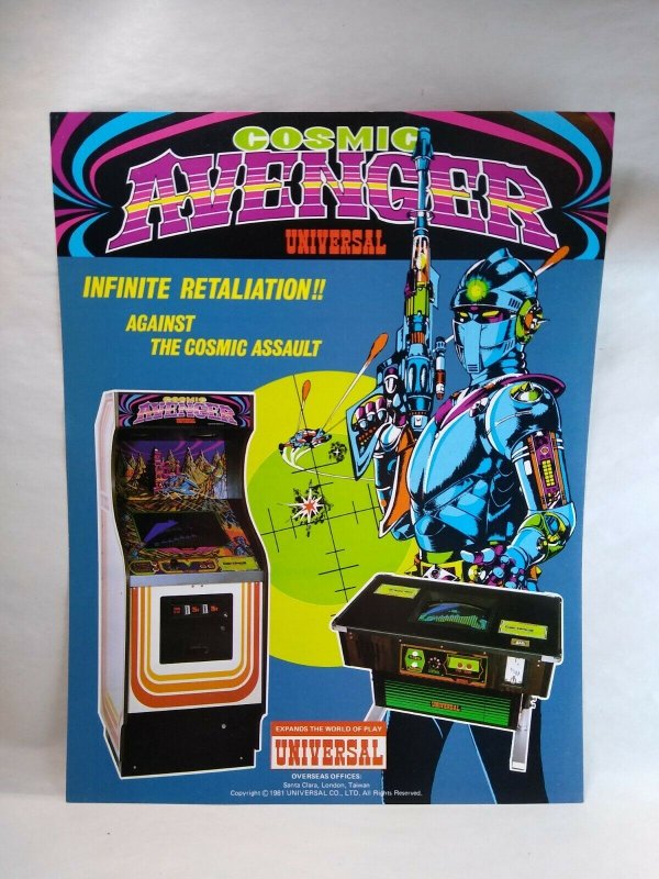 Cosmic Avenger Arcade Flyer Universal Original 1981 Space Age Promo 8.5 x 11