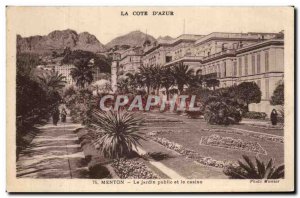 Menton Old Postcard The public garden and Casino