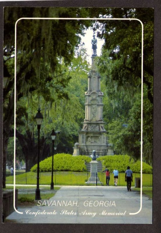 GA Monument Statue Civil War Savannah Georgia Postcard Military Army Memorial