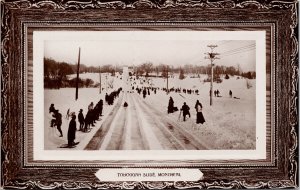 Toboggan Slide Montreal QC Quebec Winter Phelan RPPC Postcard F72