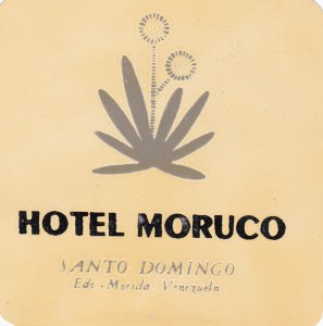 Venezuela Santo Domingo Hotel Moruco Vintage Luggage Label sk2893