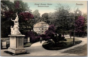 Postcard Germany Dresden Grober Garten - Great Garden Centaur