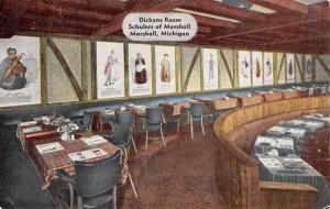 Marshall Michigan Schulers Dickens Room Interior Antique Postcard K20357