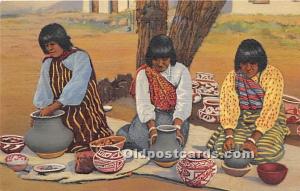 Pueblo Indian Women Making Pottery Indian 1947 