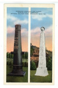 MS - Vicksburg. Nat. Military Park, Surrender Monument & Cannon