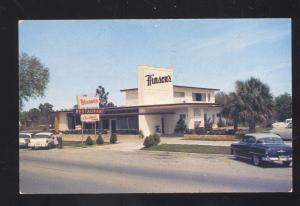 HOMOSASSA SPRINGS FLORIDA HINSON'S RESTAURANT 1950's CARS VINTAGE POSTCARD