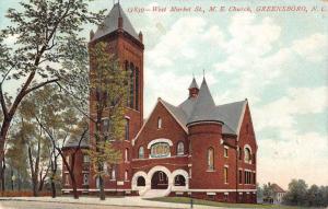 Greensboro North Carolina view of Methodist Episcopal Church antique pc Y15036
