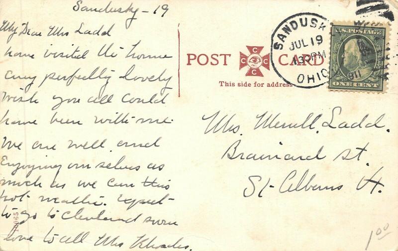Sandusky Ohio~Civil War Soldiers Home Library~Houses~1911 Postcard 