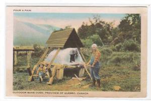 Outdoor Bake Oven Quebec Canada 1950s postcard