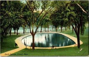 View of Pool in South Common, Lowell MA Vintage Postcard C22