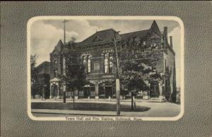 Holbrook MA Town Hall & Fire Station c1910 Postcard