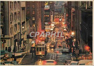 Postcard Modern San Francisco Cable Cars Busy climb the steep Tram
