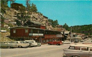 Evergreen Colorado Business District Automobiles Cooper 1950s Postcard 21-6741