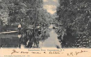 Cooperstown New York Susquehanna River Row Boats Antique Postcard K33443 