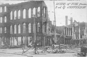 Dayton Ohio 1913 Postcard Flood Damage Ruins Of Fire From 3rd & Jefferson