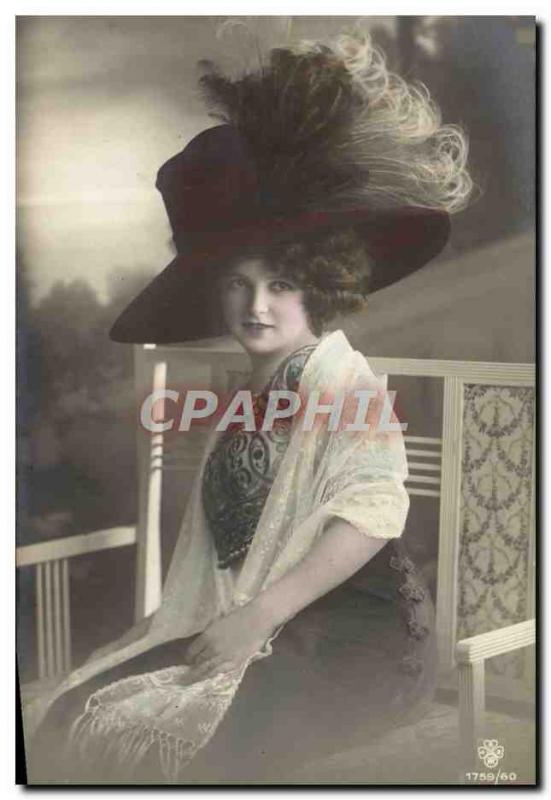 Postcard Old Fashion Woman Hat