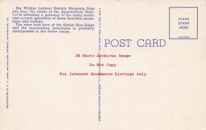 Curt Teich Linen Map Postcard, Big Walker Lookout Virginia