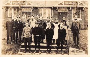 Sounderton Pennsylvania Students and School Building Real Photo Postcard J57901