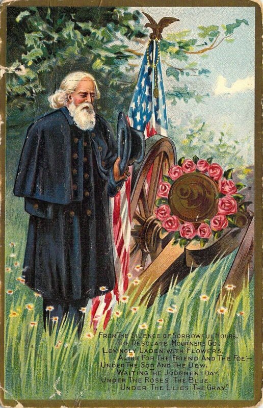 Civil War, '14 Decoration Day, Old Union Veteran, Old Glory,Old Postcard