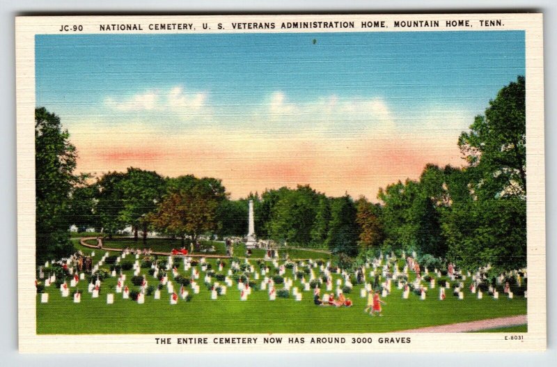 Tennessee Mountain Home US Veterans Administration Home Cemetery Postcard Linen