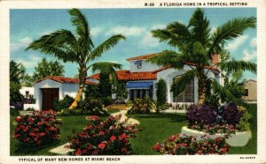 USA A Florida Home In A Tropical Setting Miami Beach Linen Postcard 08.67