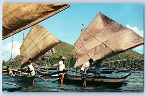 Albay Bicol Philippines Postcard Fishing Boats of Legaspi c1950's Vintage