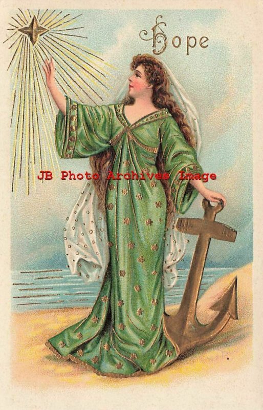 6 Postcard Set, ASB No 178, Theological Virtues, Charity Hope Purity Patience