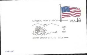 US UX117 Unused. US Flag,  Nat. Park Station - Great Smoky Mts, Tennessee
