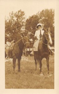 RPPC WOMAN ON HORSE REAL PHOTO POSTCARD (c. 1910)