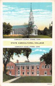 Storrs Conneticut State Anticultural College Church Antique Postcard J79021