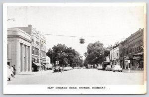 1953 East Chicago Rd. Sturgis Michigan Shopping District Roadway Posted Postcard