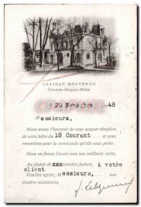 Old Postcard Chateau Cantenac Margaux Medoc Montbrun invitation receipt of th...