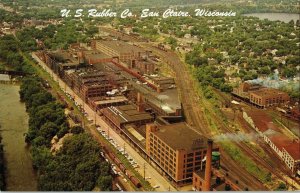 US Rubber Co Ean Claire Wisconsin Vintage Postcard North Bank Factory Tire Vtg 