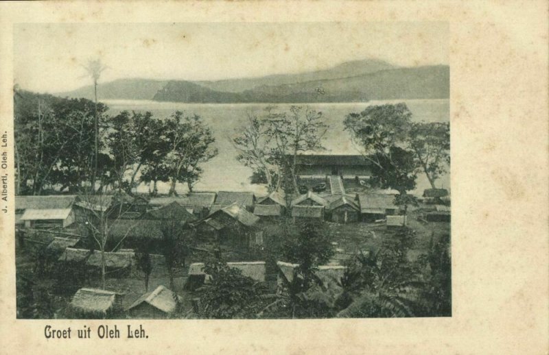 indonesia, SUMATRA, OLEH-LEH, Aceh Atjeh, Houses with Wharf (1899) Postcard