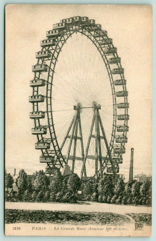 Paris France~La Grande Roue~100 Metre Exposition Ferris Wheel~c1905 Artist PC 