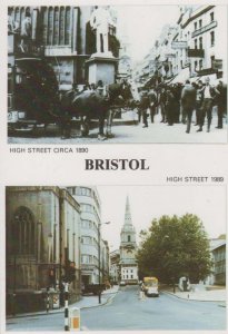 Bristol HIgh Street Mounted Tram Statue Bus Victorian View Postcard
