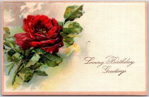 1908 Loving Birthday Greetings Rose Flowers Large Print Posted Postcard