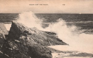 VINTAGE POSTCARD OCEAN SURF AND ROCKS [UNIDENTIFIED LOCATION] DIVIDED BACK