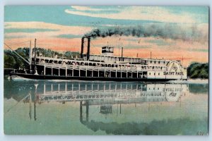 Rock Island Illinois IL Postcard Saint Paul Steamer Ship c1913 Vintage Antique