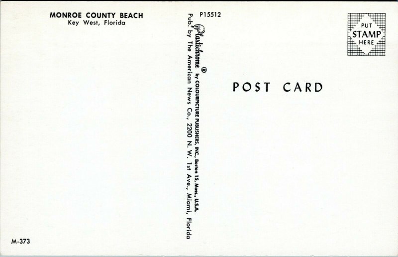 postcard FL Men sunbathing at Monroe County Beach, Key West