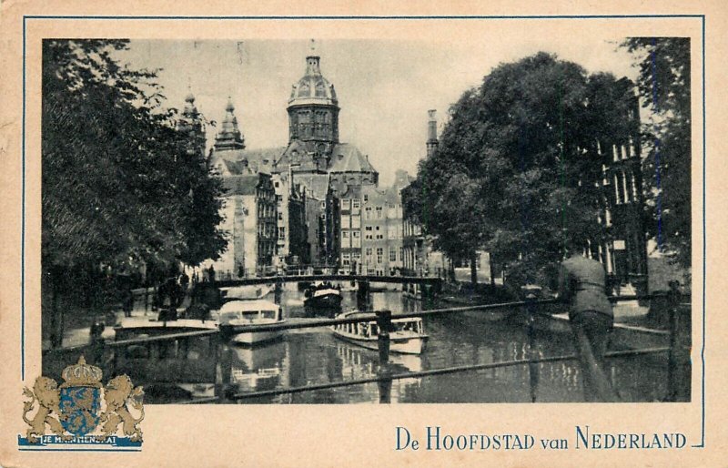 Navigation & sailing related old postcard Netherlands de Hoofdstad