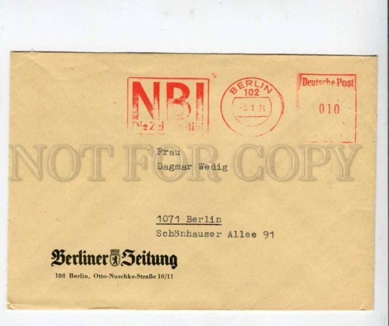290498 EAST GERMANY GDR 1974 year Berlin NBI Zeitung Postage meter COVER