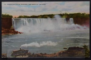 Niagara Falls, NY - American Falls and Maid of the Mist - 1940