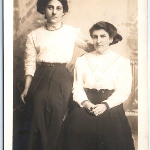 c1910s Two Girls Portrait RPPC Sisters Women Photo High School Grace Hubler A156