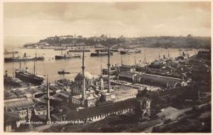 Constantinople Turkey Harbor Panoramic View Real Photo Antique Postcard J79840