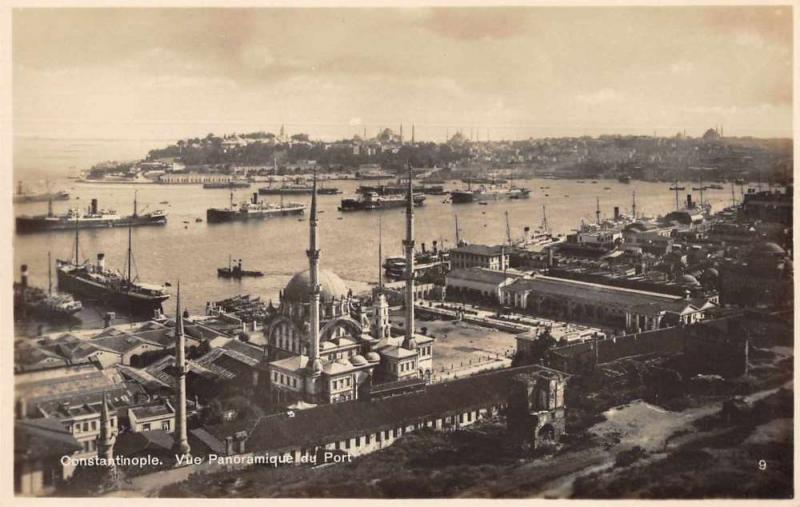 Constantinople Turkey Harbor Panoramic View Real Photo Antique Postcard J79840